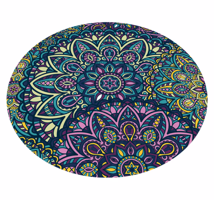 Vidunderlig rund komposition mandala vinyl tæppe - TenStickers
