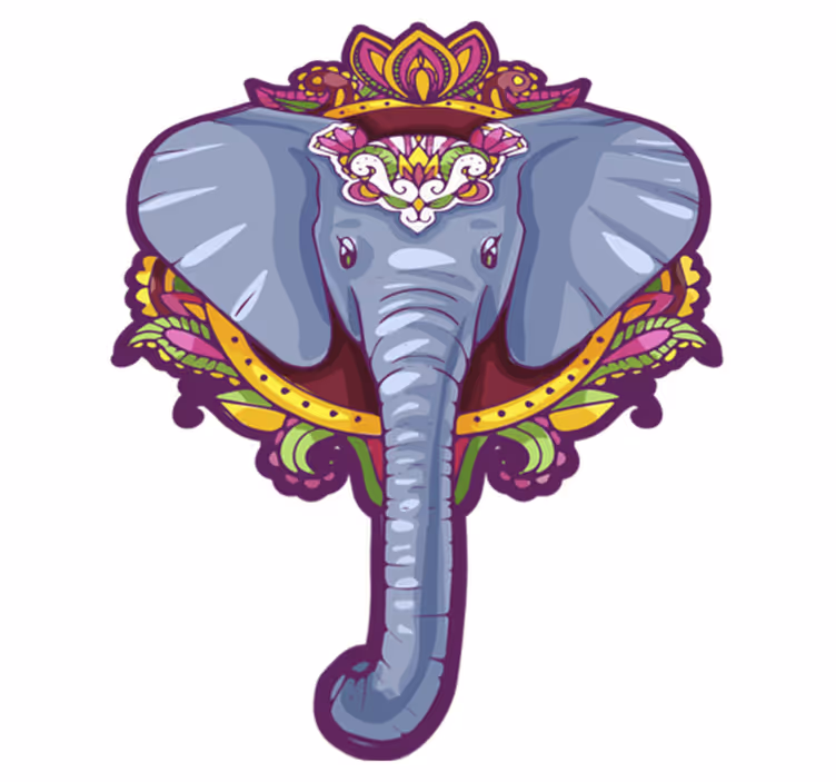 Fantastisk elefantformet mandala vinyl tæppe - TenStickers