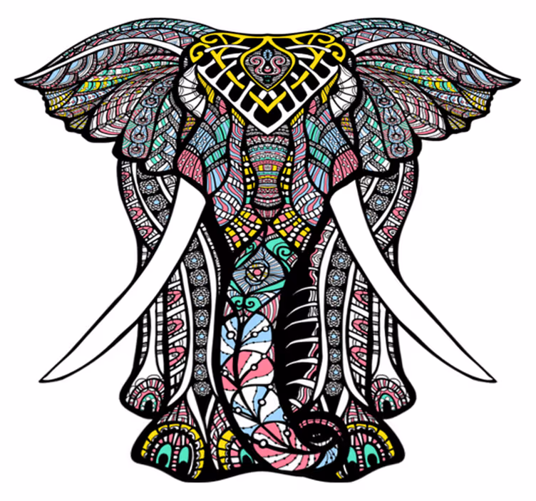 Vidunderligt elefant mandala vinyl tæppe - TenStickers