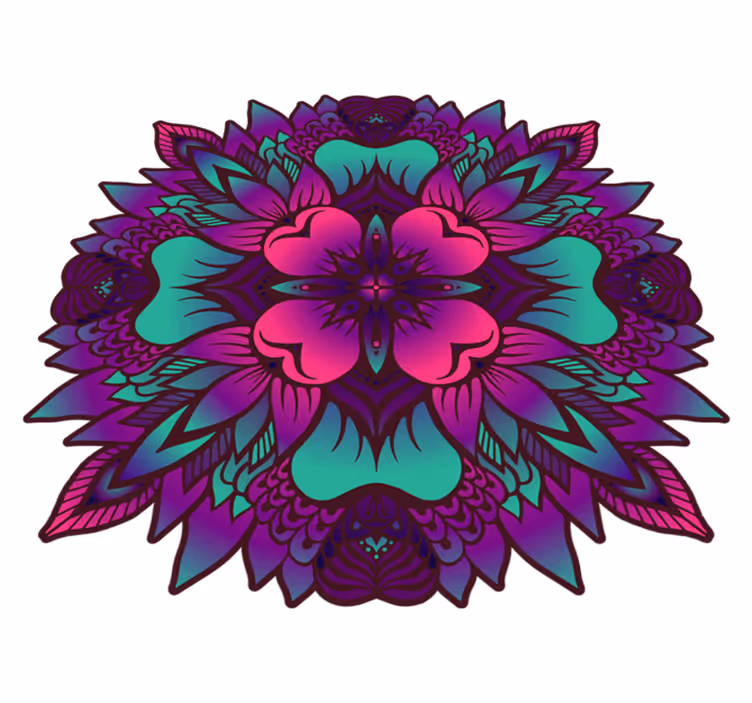 Blomster mandala lilla og lilla vinyl tæppe - TenStickers