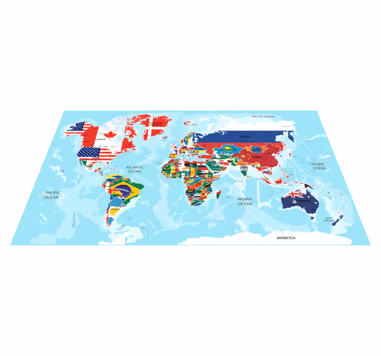 Verdens flag kort vinyl tæppe - TenStickers