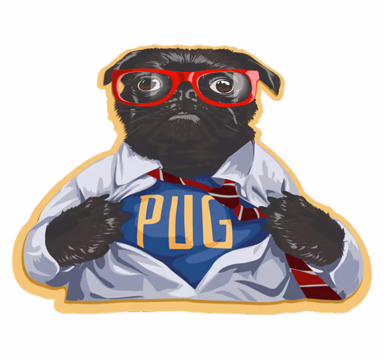 Retro vinyl tæppe - hund med briller - TenStickers