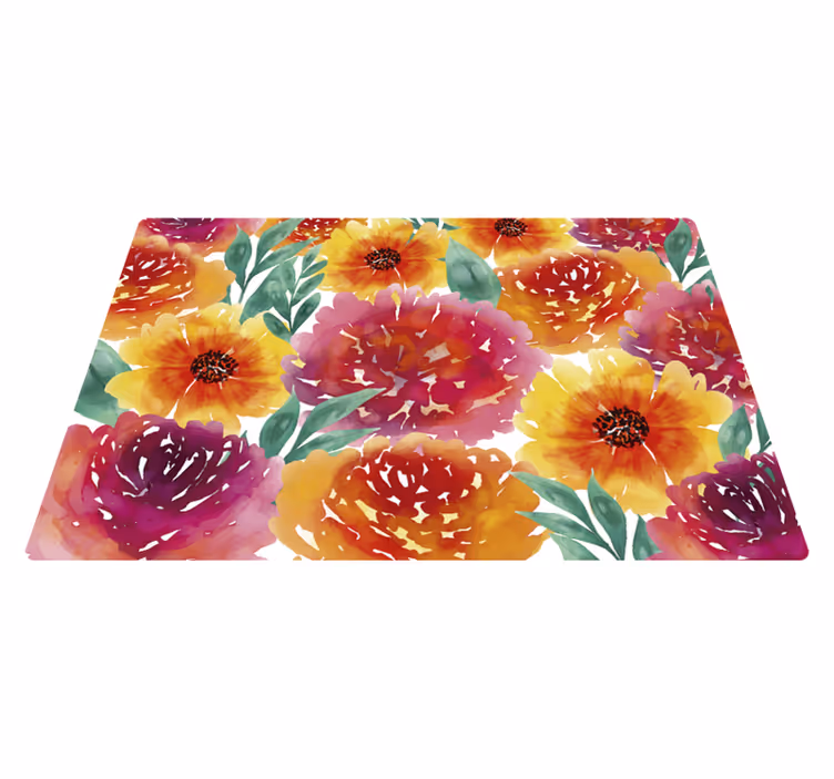 Vintage vinyl tæppe fuldfarve blomster - TenStickers
