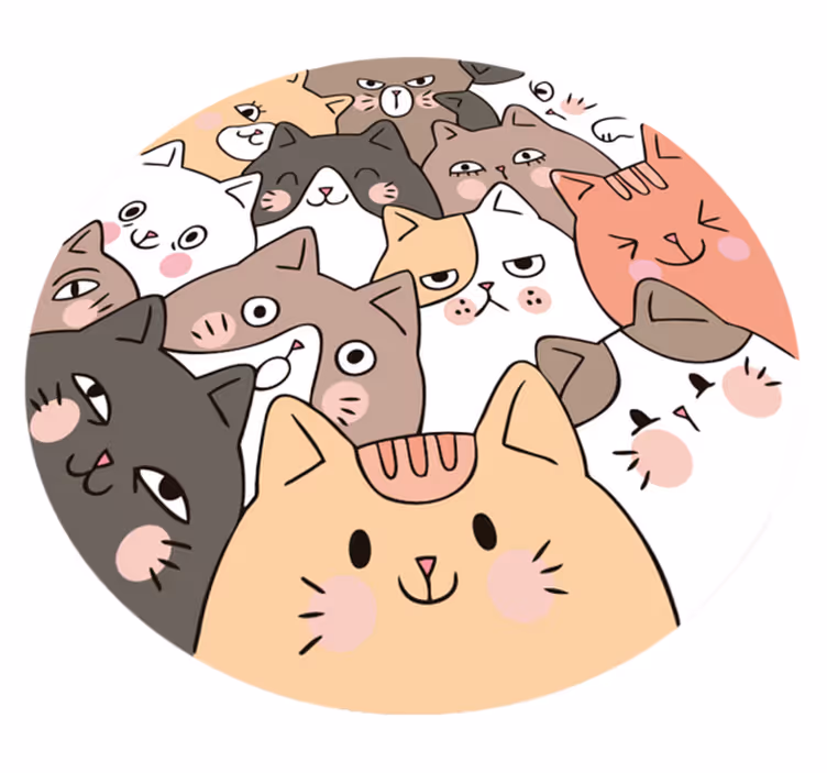 Vidunderlige runde katte børn vinyl tæppe - TenStickers