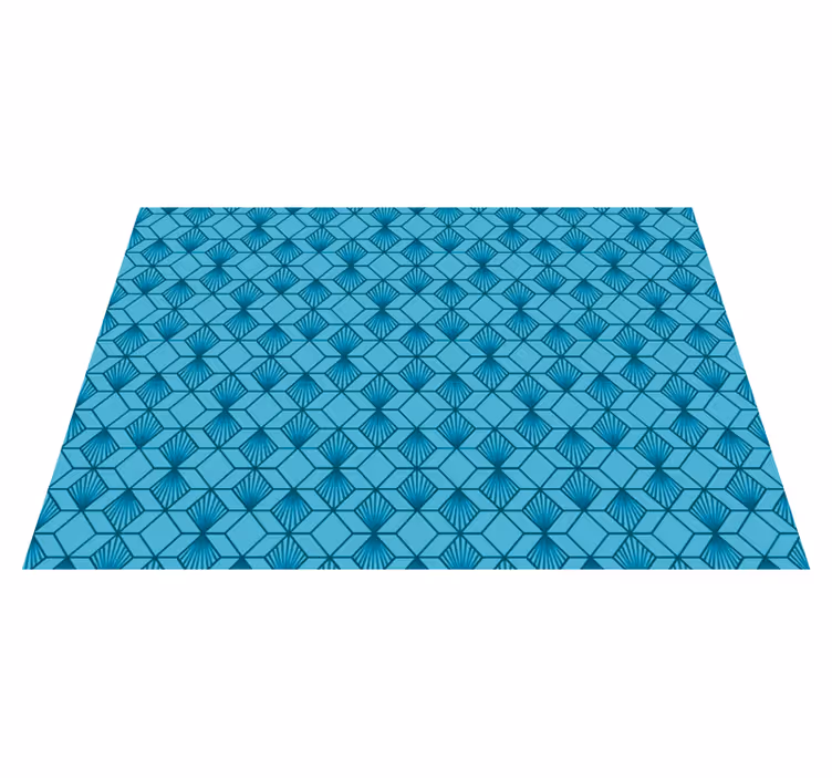 Blå terning geometrisk vinyl tæppe - TenStickers
