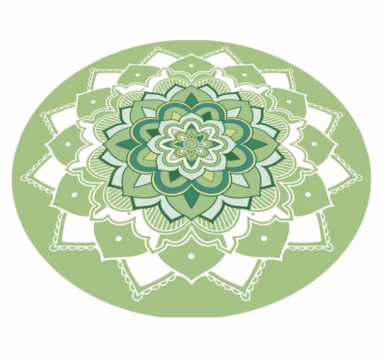 Grøn blomster mandala vinyl tæppe - TenStickers