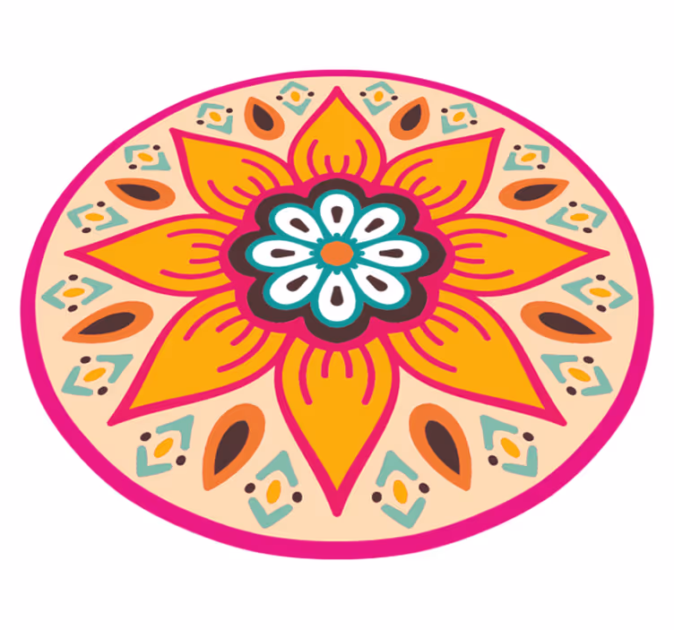 Smukke runde blomster mandala vinyl tæppe - TenStickers