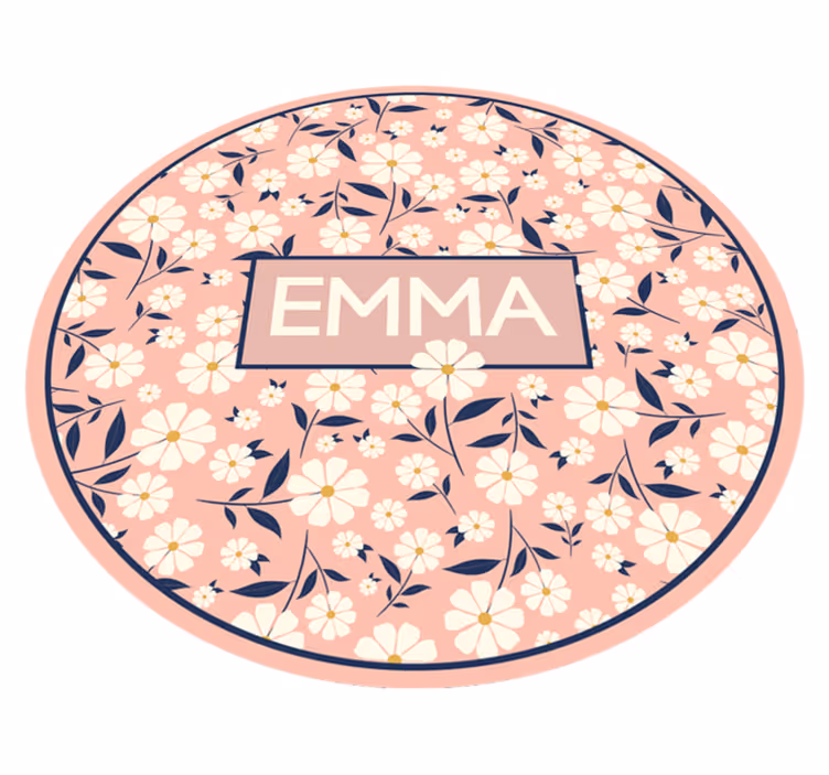 Personnaliseret blomstervinyltæppe med navn - TenStickers