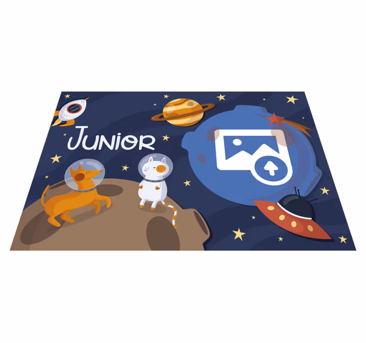 Rumtema vinyl tæppe med navn - TenStickers