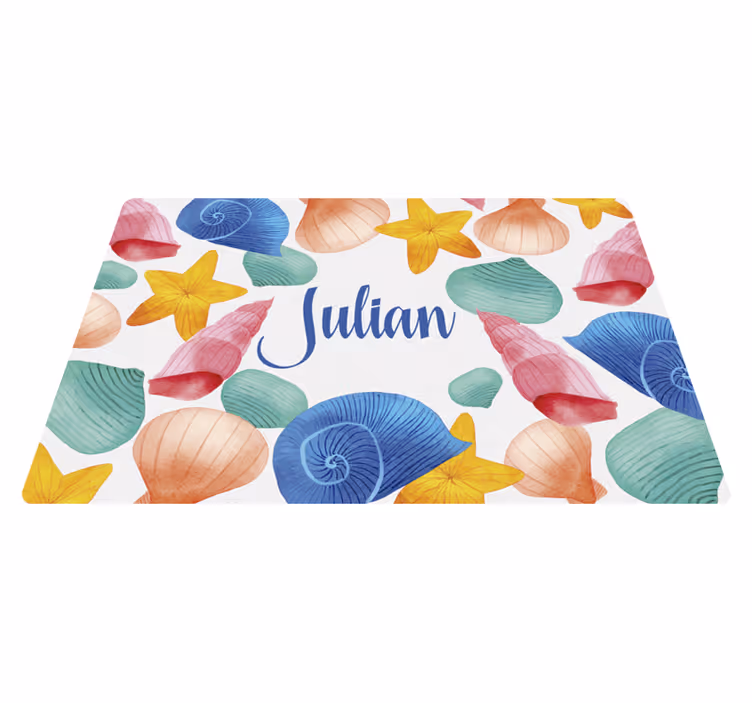 Fantastisk hav og skaller vinyl tæppe med navn - TenStickers