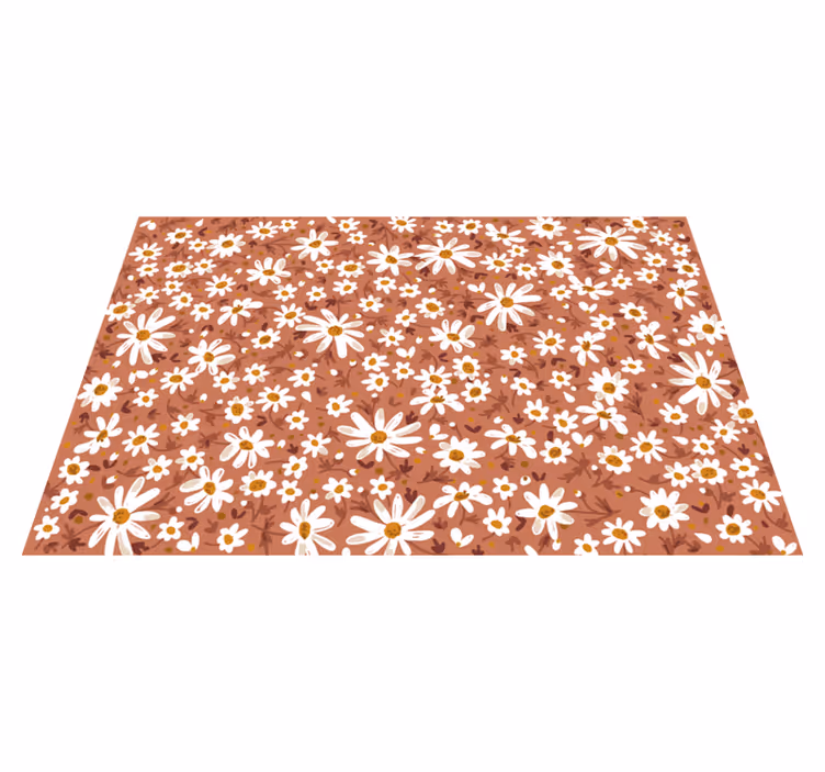 70'erne daisy blomst orange baggrund vinyl tæppe - TenStickers