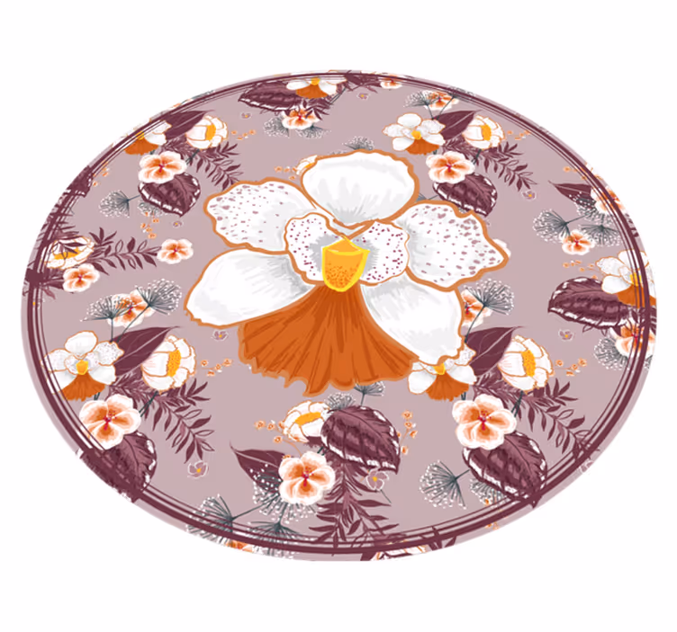 Blomstermønstret cirkel Blomster og planter vinyltæppe - TenStickers