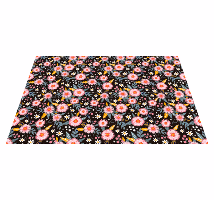 Retro blomster vinyl stue tæppe - TenStickers