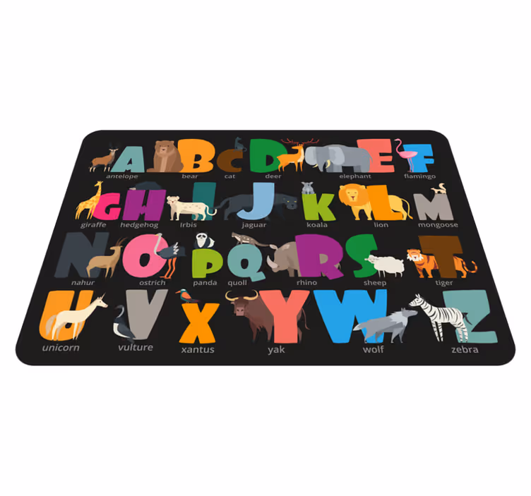 Animalsk alfabet og vinyl alfabet tæppe - TenStickers