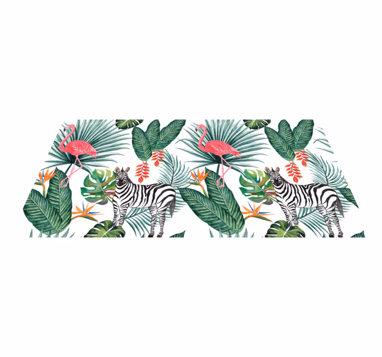 Flamingo & zebra vinyl tæppe - TenStickers