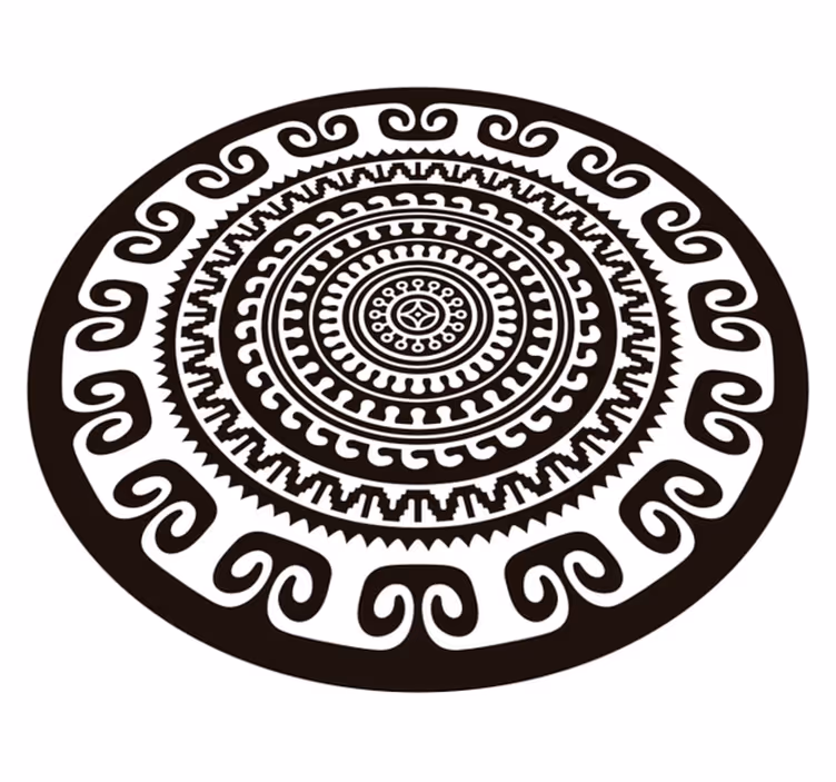 Sort og hvid mandala soveværelse vinyl tæppe - TenStickers