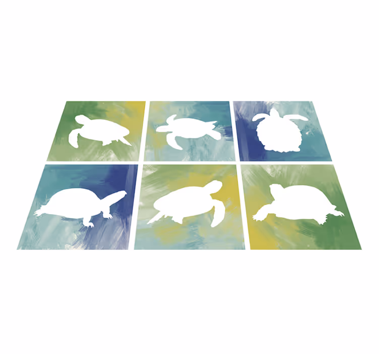 Farverig skildpadde pakke fliser animalsk vinyl tæppe - TenStickers