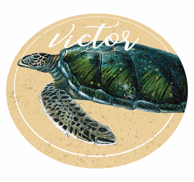 Personlig skildpadde vinyl tæppe med navn - TenStickers