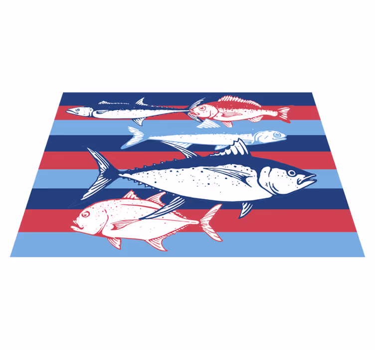 Håndtegn fisker animalsk vinyl tæppe - TenStickers