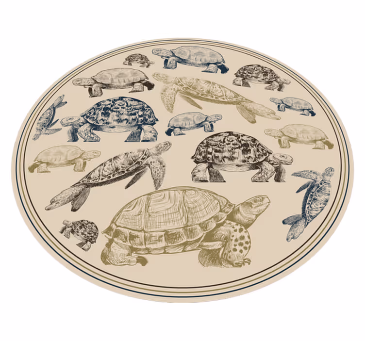 Skildpadder beige baggrund dyr vinyl tæppe - TenStickers