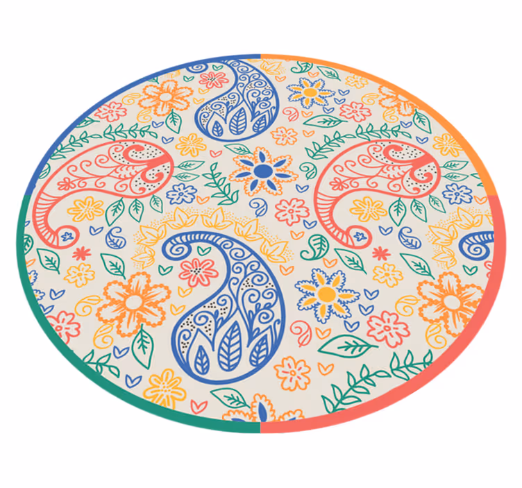Blomster paisley motiver Blomster og planter vinyltæppe - TenStickers