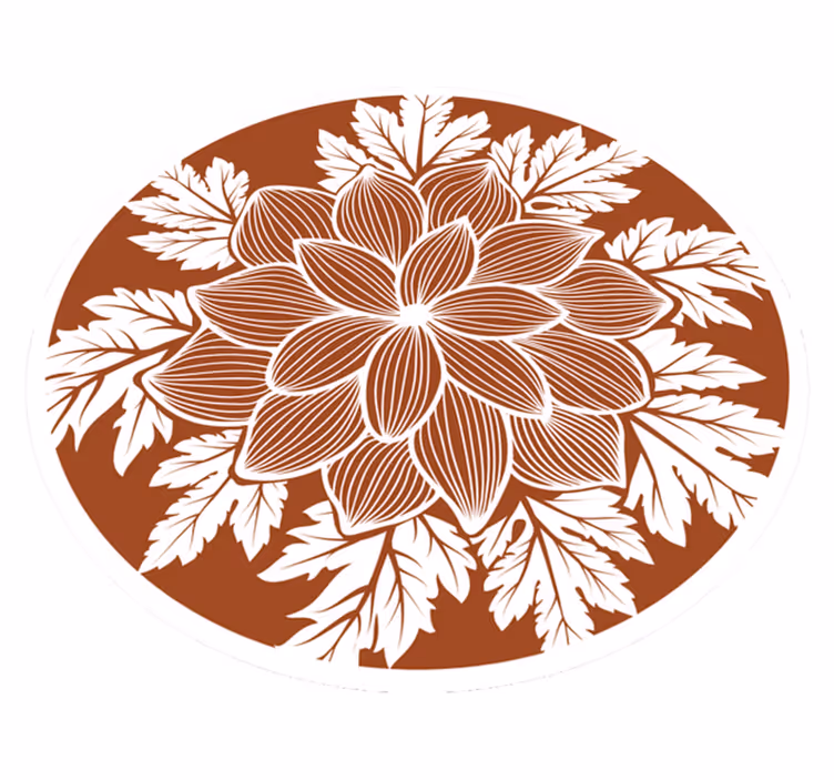 Botanisk motiv midtpunkt Blomster og planter vinyltæppe - TenStickers