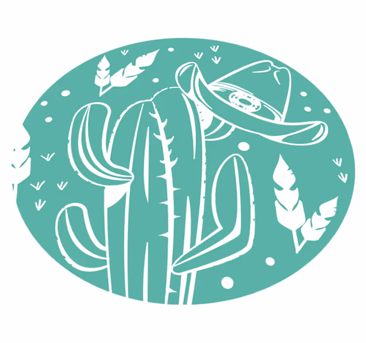 Botanisk kaktus tema Blomster og planter vinyltæppe - TenStickers