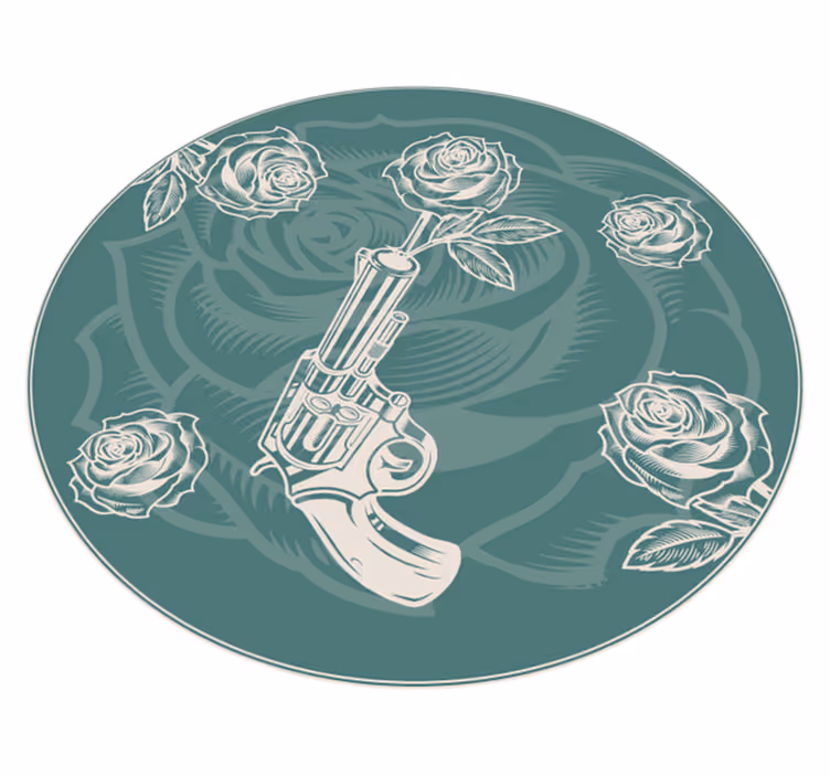 Blomstret revolver Blomster og planter vinyltæppe - TenStickers