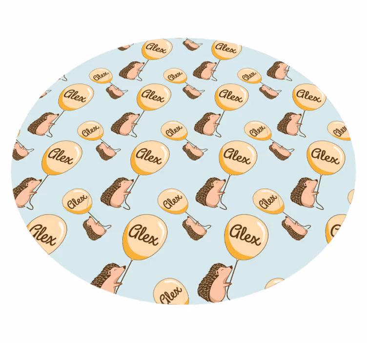 Tilpasset pindsvin vinyl tæppe med navn - TenStickers