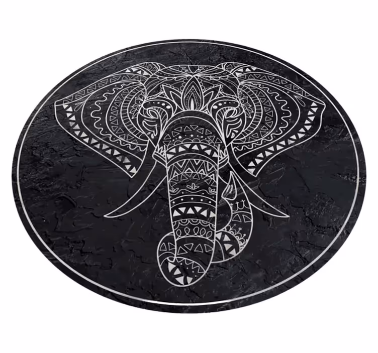 Mandala elefant mandala vinyl tæppe - TenStickers