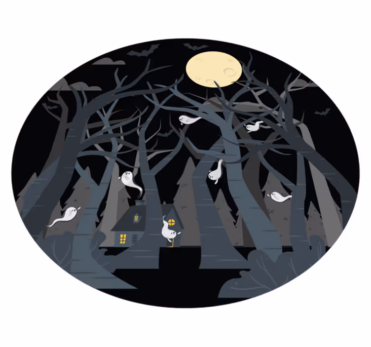 Uhyggelig skovscene vinyltæpper til halloween - TenStickers