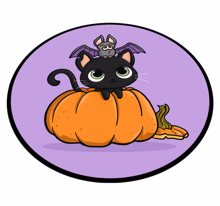 Græskar og kat vinyl tæppe - TenStickers