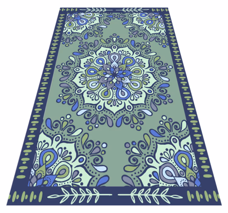 Falmet grønt mandala vinyl tæppe - TenStickers