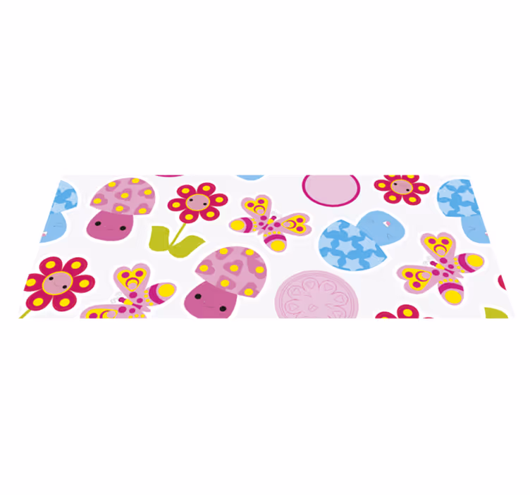 Tegneserie blomster børn vinyl tæppe - TenStickers