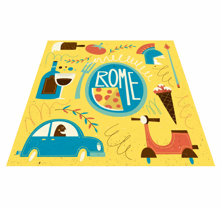 Sjove rom verdenskort vinyl tæppe - TenStickers