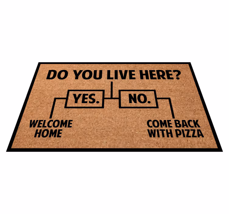 Bor du her? Ja / nej / pizza tilpasset tæppe - TenStickers