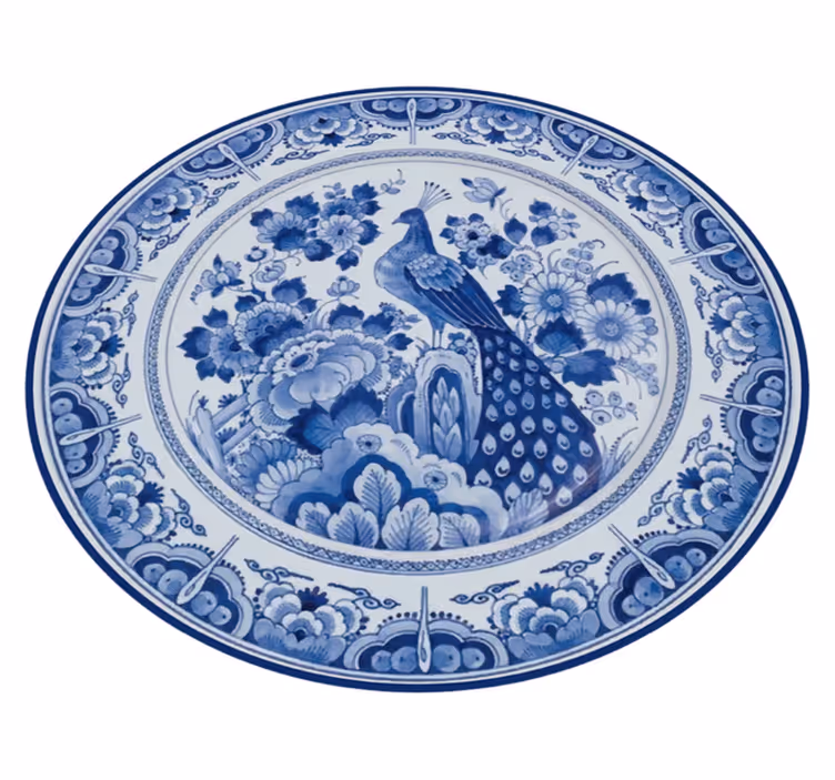 Delftware påfugl fliser tæppe - TenStickers