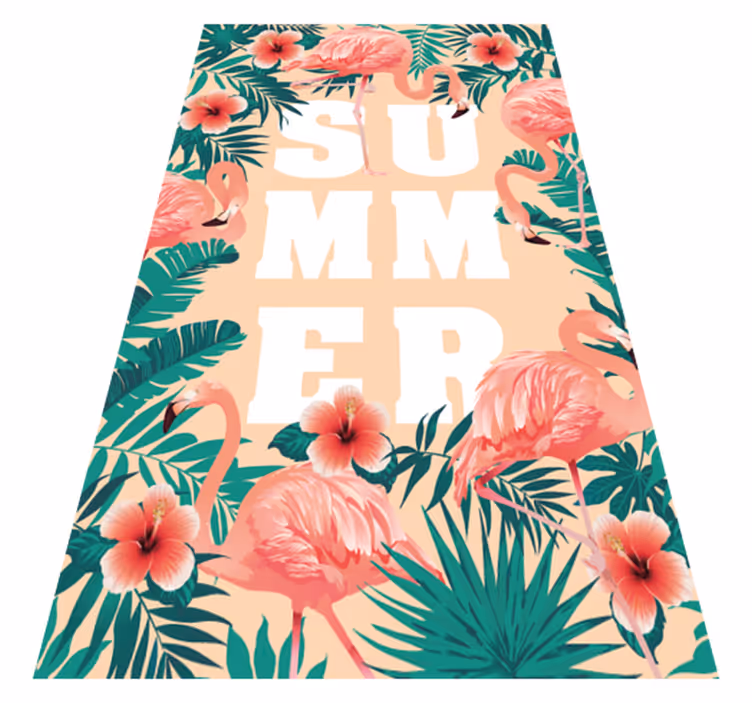Sommer tekst flamingoer blomster brugerdefineret tæppe - TenStickers