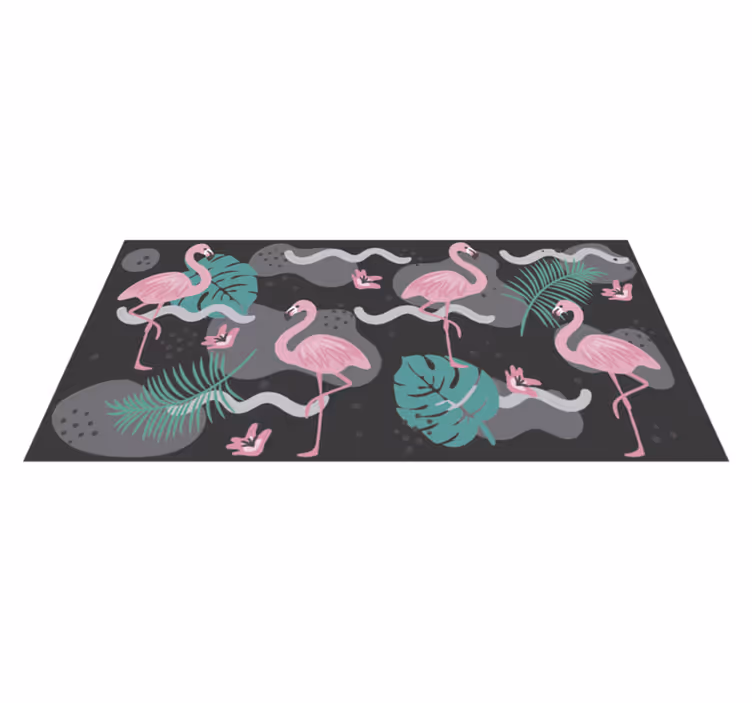 Sort og flamingoer dyre tæppe - TenStickers