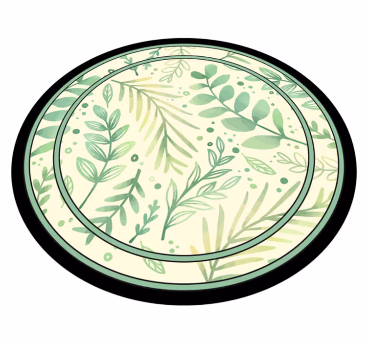 Cirkel efterlader blomster vinyl tæppe - TenStickers