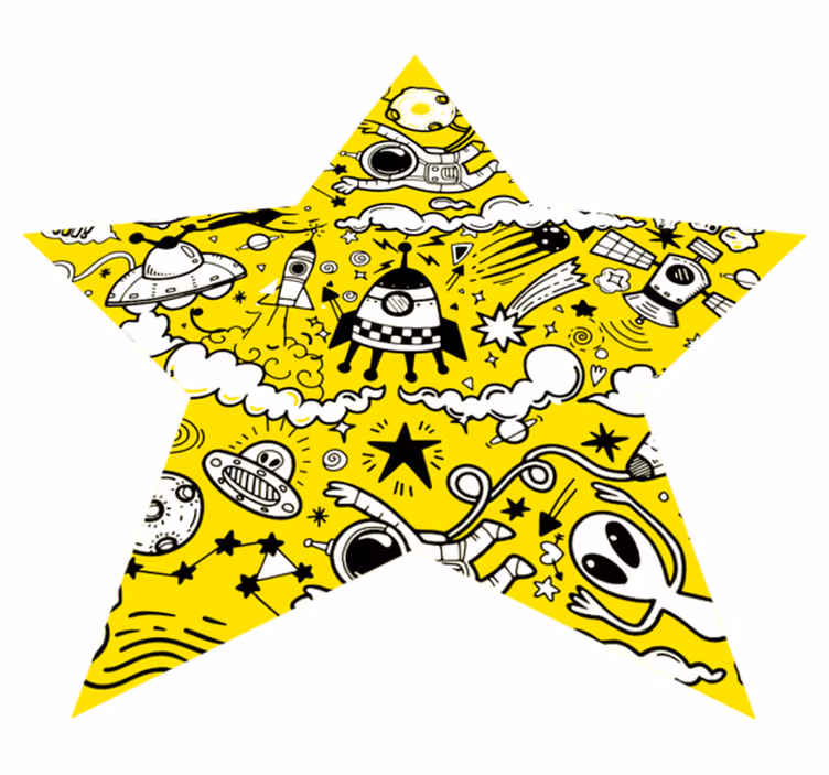 Alien doodle stjerne tæppe til børneværelse - TenStickers