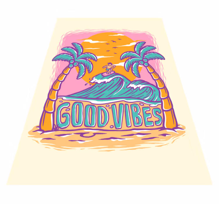 Hippie vintage vinyl tæppe med strand - TenStickers