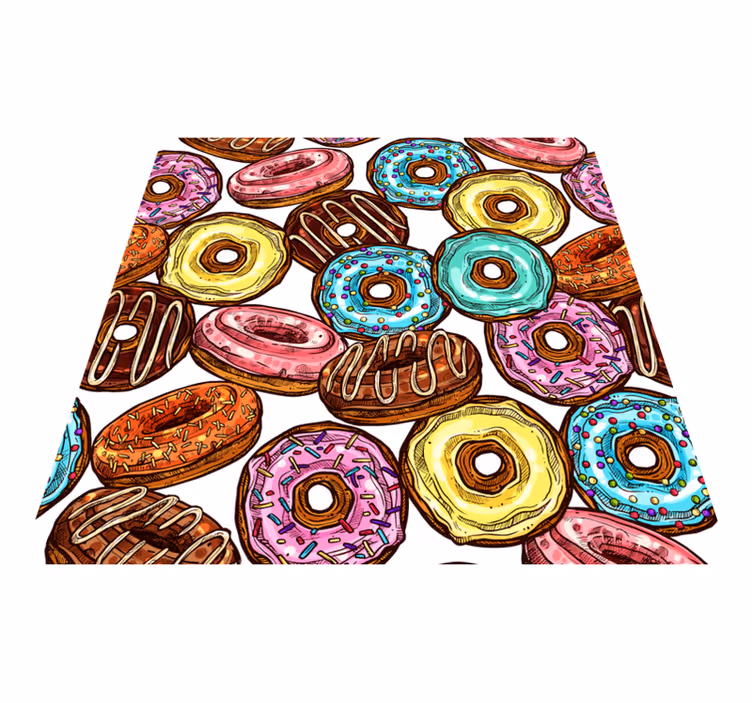 Donuts baggrund firkantet vinyltæppe - TenStickers