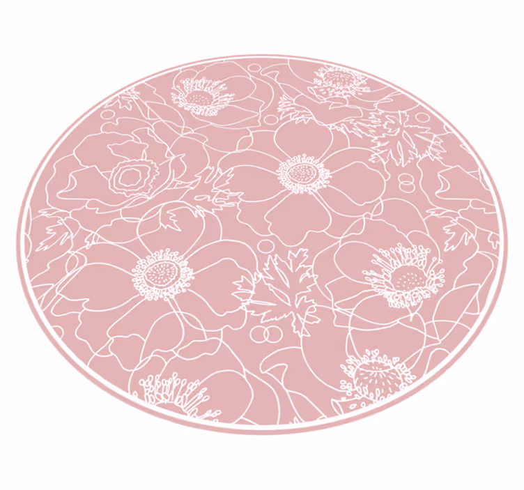 Blomstret konturmotiv Blomster og planter vinyltæppe - TenStickers
