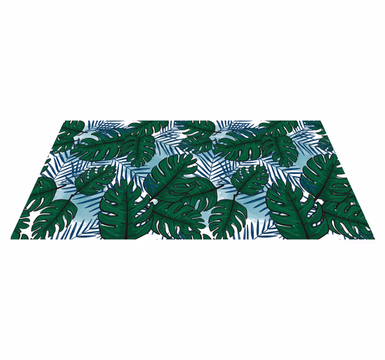 Grøn monstera blå blade natur vinyl tæppe - TenStickers