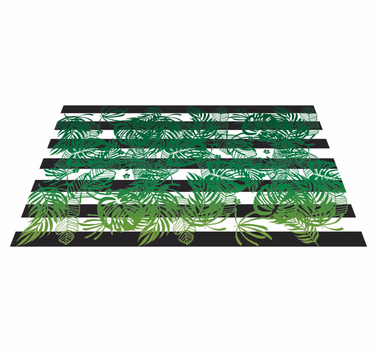 Stribet monstera plante natur vinyl tæppe - TenStickers
