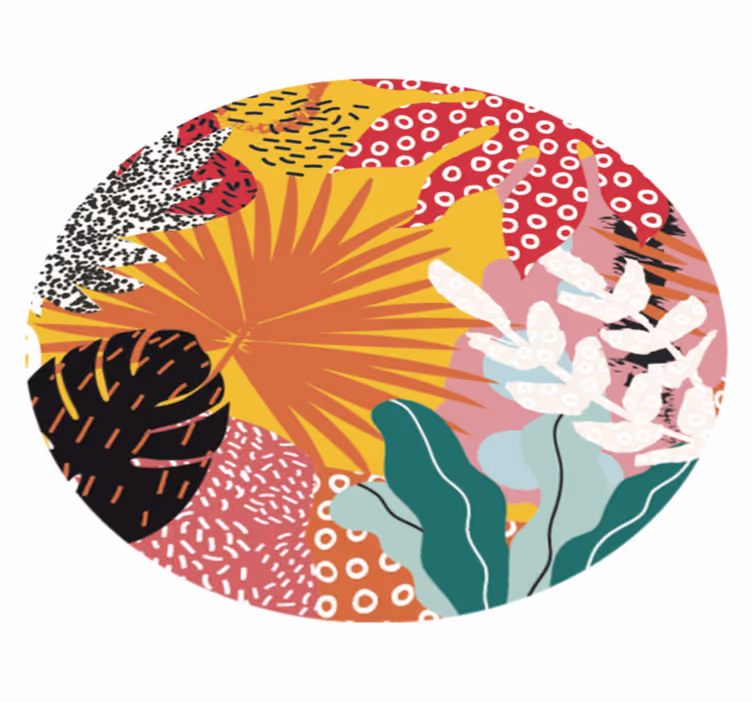 Tropisk botanisk harmoni Blomster og planter vinyltæppe - TenStickers