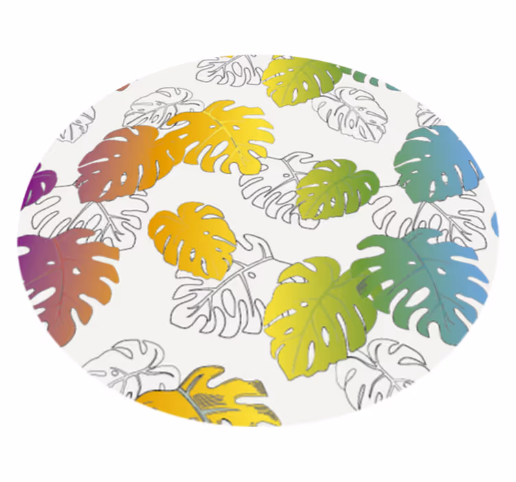 Flerfarvet monstera pot design natur tæppe - TenStickers