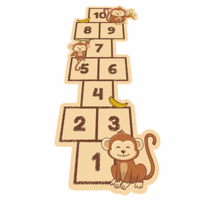 Hopscotch med monkeyes spilmåtte - TenStickers