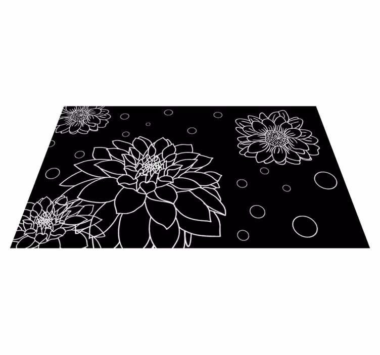 Kontrast med blomsterkonturer Blomster og planter vinyltæppe - TenStickers